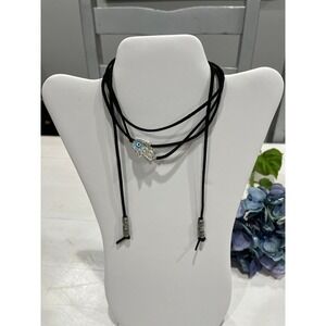 2 Wrap Lariat Suede Chokers with rhinestone and‎ hamsa evil eye protection charm